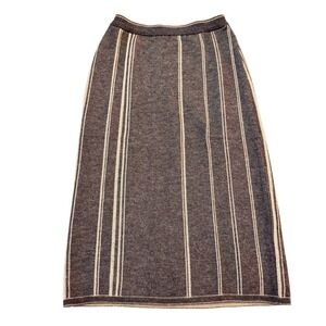 Bruestle Wool Lined Skirt A-Line Grey Striped SZ6 Made in Germany